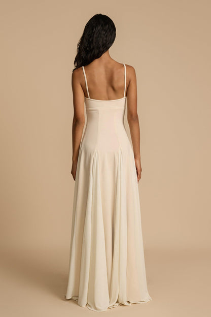 Vestido largo sin mangas de jersey liso 