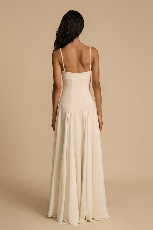 Vestido largo sin mangas de jersey liso 