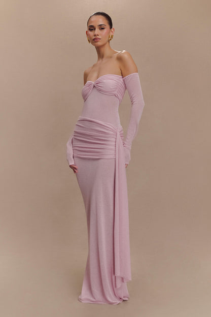 Solid Luxury Off-Shoulder  Maxi Dress