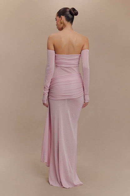 Solid Luxury Off-Shoulder  Maxi Dress