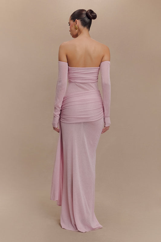 Solid Luxury Off-Shoulder  Maxi Dress