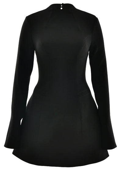 JULISSA MO Sexy Backless Round Neck Women Dress Black Long Sleeve A-line Blazer Dress Autumn New Elegant Party Club Outfits 2025