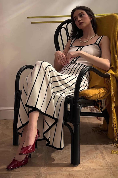 Vestido midi de punto con tirantes finos Pag 
