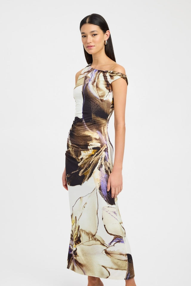 Virginia Asymmetrical Floral Print Maxi Dress