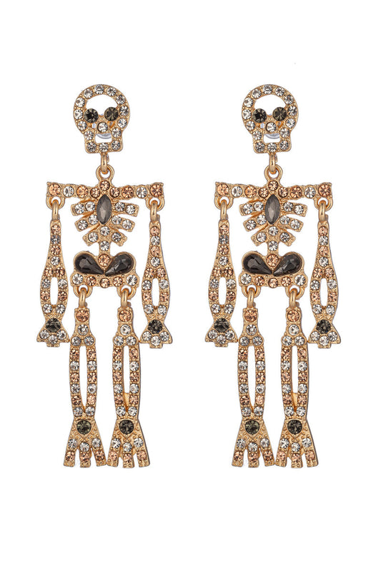 Pendientes colgantes de esqueleto con diamantes de imitación 