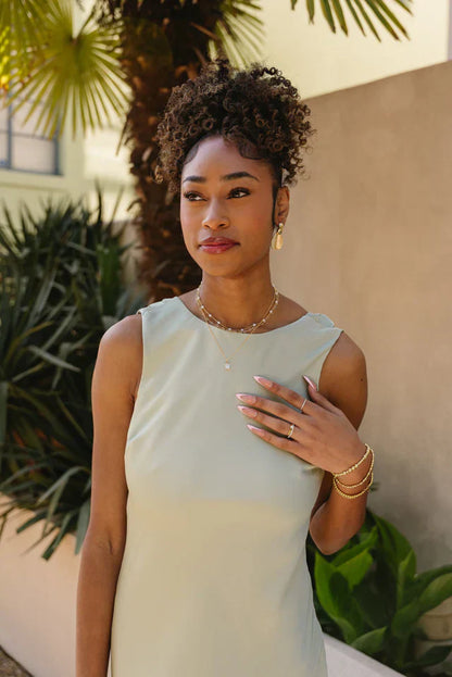 Ella Sage Green Satin Cowl Mini Dress