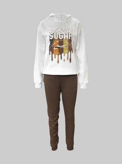 Autumn Winter 2pcs Set Letter Print Pocket Tracksuit Set Women Sportwear Fleece Hoodies Pullover Sweatshirts Pants Outfits