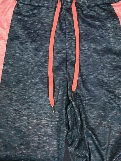 Conjunto de pantalones con cordón de color, chándal de dos piezas con cuello redondo y manga larga para mujer, estampado mixto, 2025