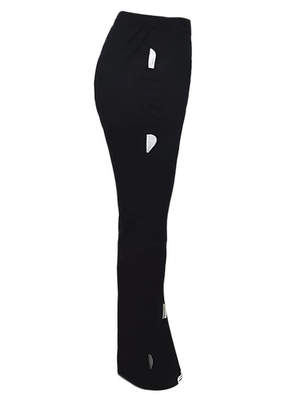 High Waist Heart Print Slimming Flared Pants 2025 Women New Fashion Spring Elastic Micro Horn Trousers Sweet Causal Style