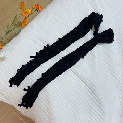 Lace Oversleeve Wraps Bowknot Fingerless Gloves Y2k Arm Warmers Women’s Lolita Accessories Lace Cuffs Party Glove With Bow 2025