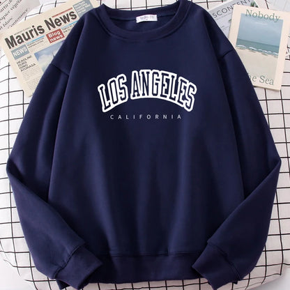 Sudadera con capucha de Los Ángeles, California, para mujer, holgada, de gran tamaño, con estampado de letras suaves y personalidad