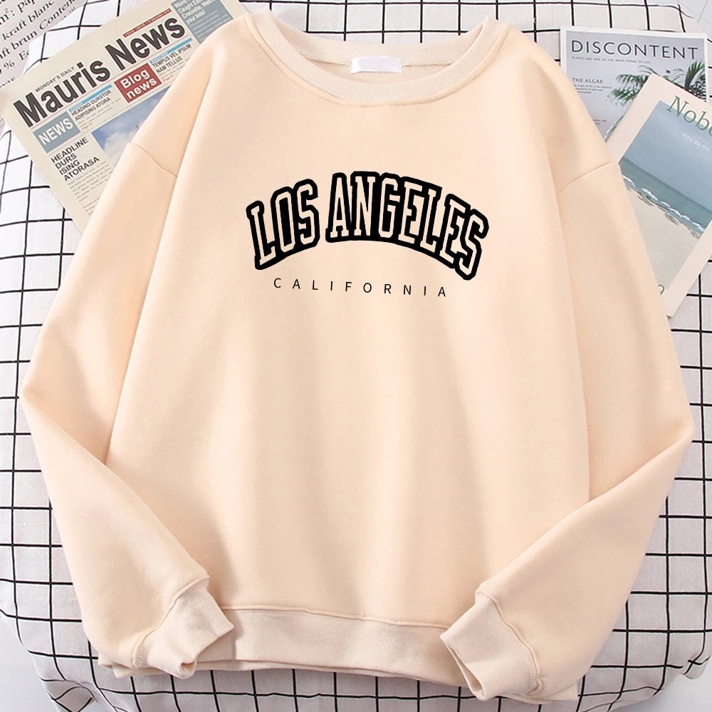 Sudadera con capucha de Los Ángeles, California, para mujer, holgada, de gran tamaño, con estampado de letras suaves y personalidad