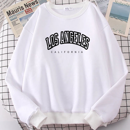 Sudadera con capucha de Los Ángeles, California, para mujer, holgada, de gran tamaño, con estampado de letras suaves y personalidad