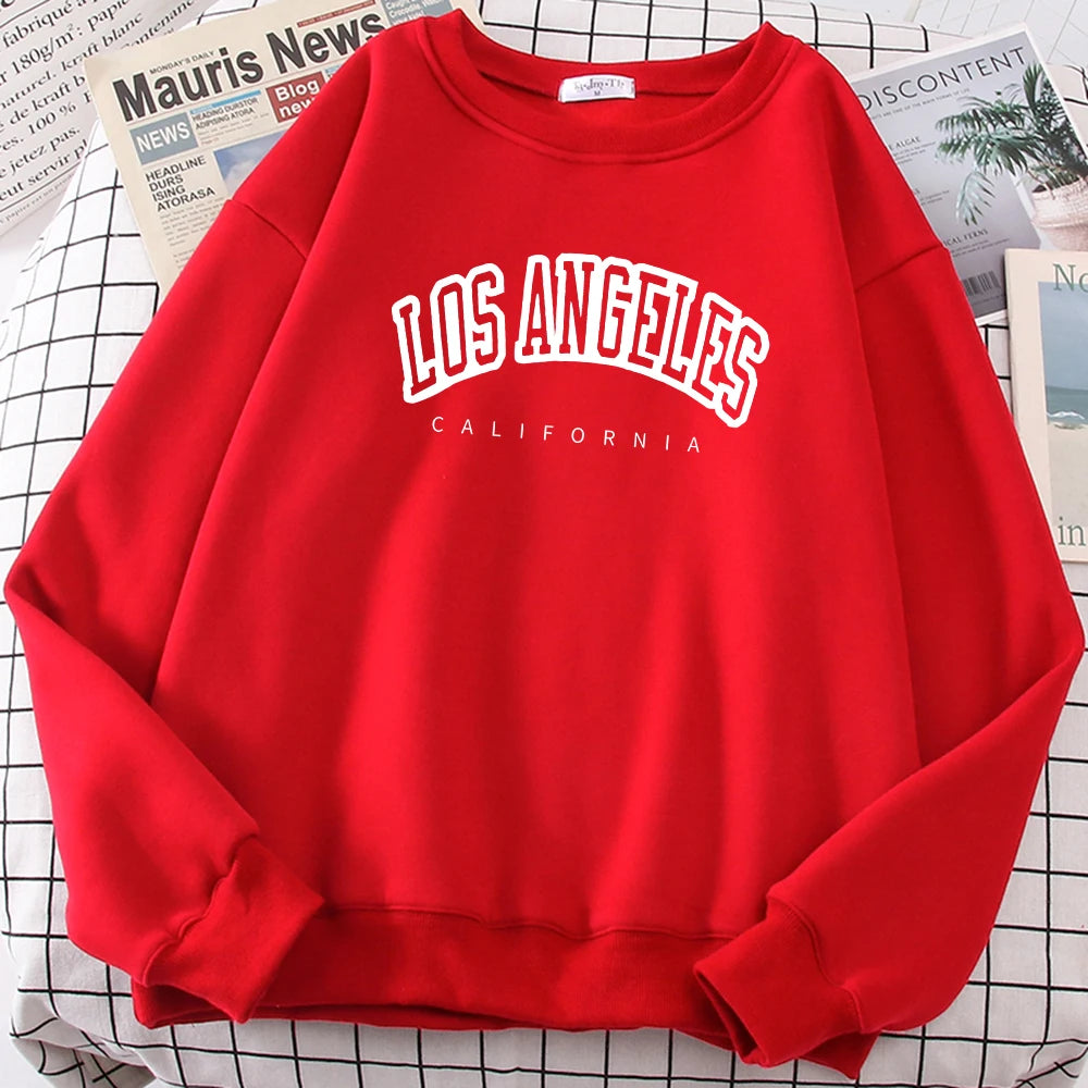 Sudadera con capucha de Los Ángeles, California, para mujer, holgada, de gran tamaño, con estampado de letras suaves y personalidad