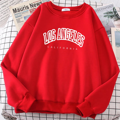 Sudadera con capucha de Los Ángeles, California, para mujer, holgada, de gran tamaño, con estampado de letras suaves y personalidad