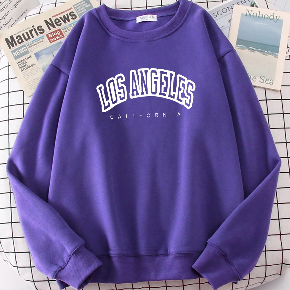 Sudadera con capucha de Los Ángeles, California, para mujer, holgada, de gran tamaño, con estampado de letras suaves y personalidad