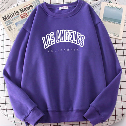 Sudadera con capucha de Los Ángeles, California, para mujer, holgada, de gran tamaño, con estampado de letras suaves y personalidad