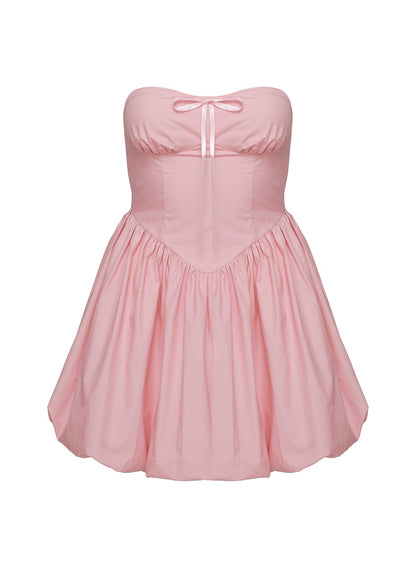 Melaina Bubble Hem Mini Dress Pink