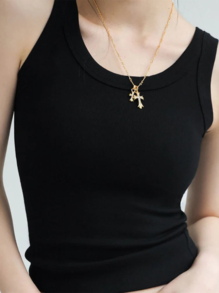 Camisola de canalé modal con busto acolchado para mujer, camiseta interior sin mangas de verano de color liso que oculta el escote lateral.