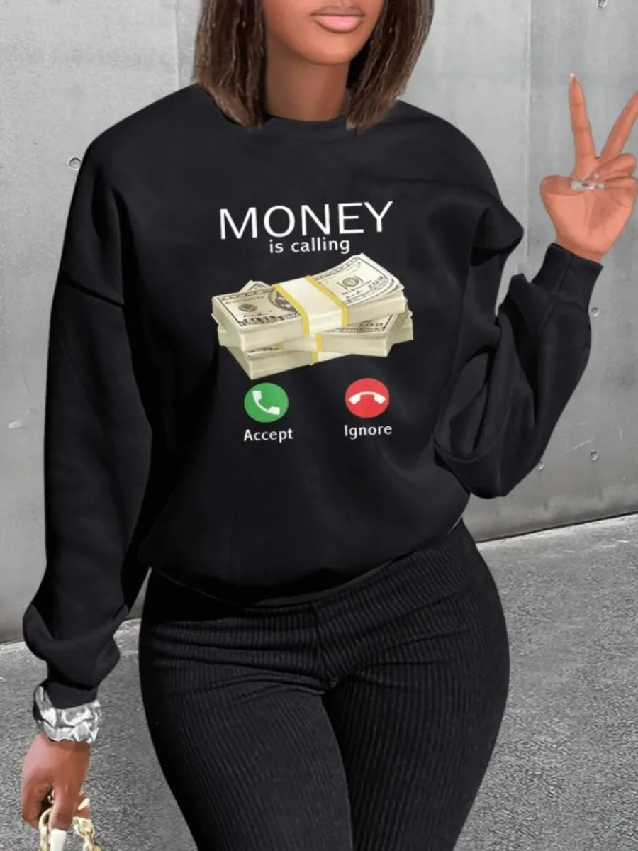 Sudadera con estampado de letras de dinero BOLUBAO, sudaderas con capucha de marca de moda para mujer, nuevas sudaderas con capucha casuales de primavera y otoño, sudaderas con capucha superiores, sudadera