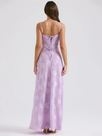 Elegante vestido largo sin espalda con estampado para mujer, nuevo vestido de moda con tirantes finos, sin mangas, holgado, de corte A, para fiesta en club