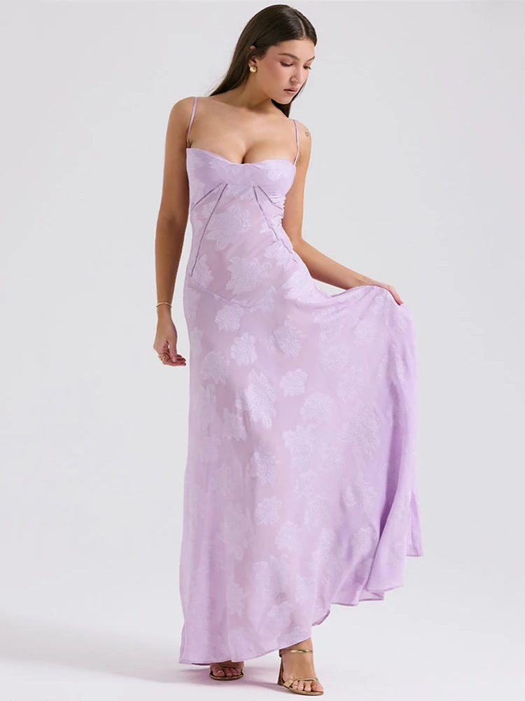 Elegante vestido largo sin espalda con estampado para mujer, nuevo vestido de moda con tirantes finos, sin mangas, holgado, de corte A, para fiesta en club