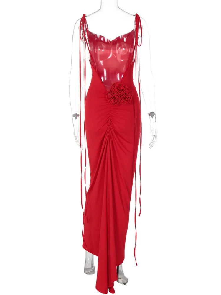Floral Backless Sexy Maxi Dress Women Fashion Spaghetti Strap Sleeveless Bodycon Club Party Sexy Long Fishtail Dress