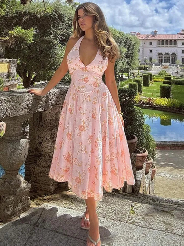 Vestido sexy con escote en V profundo, sin mangas, espalda descubierta y cuello alto para mujer, vestido ajustado para fiesta de cumpleaños, atuendos para mujer