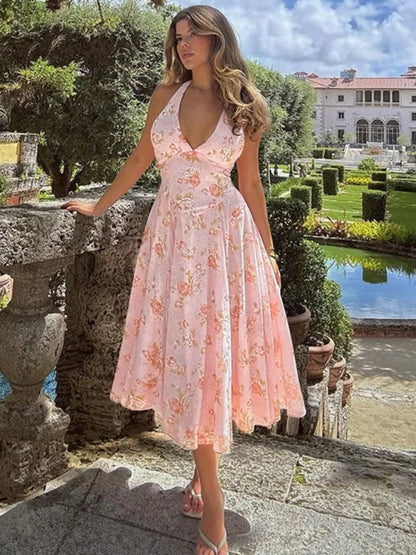 Vestido sexy con escote en V profundo, sin mangas, espalda descubierta y cuello alto para mujer, vestido ajustado para fiesta de cumpleaños, atuendos para mujer