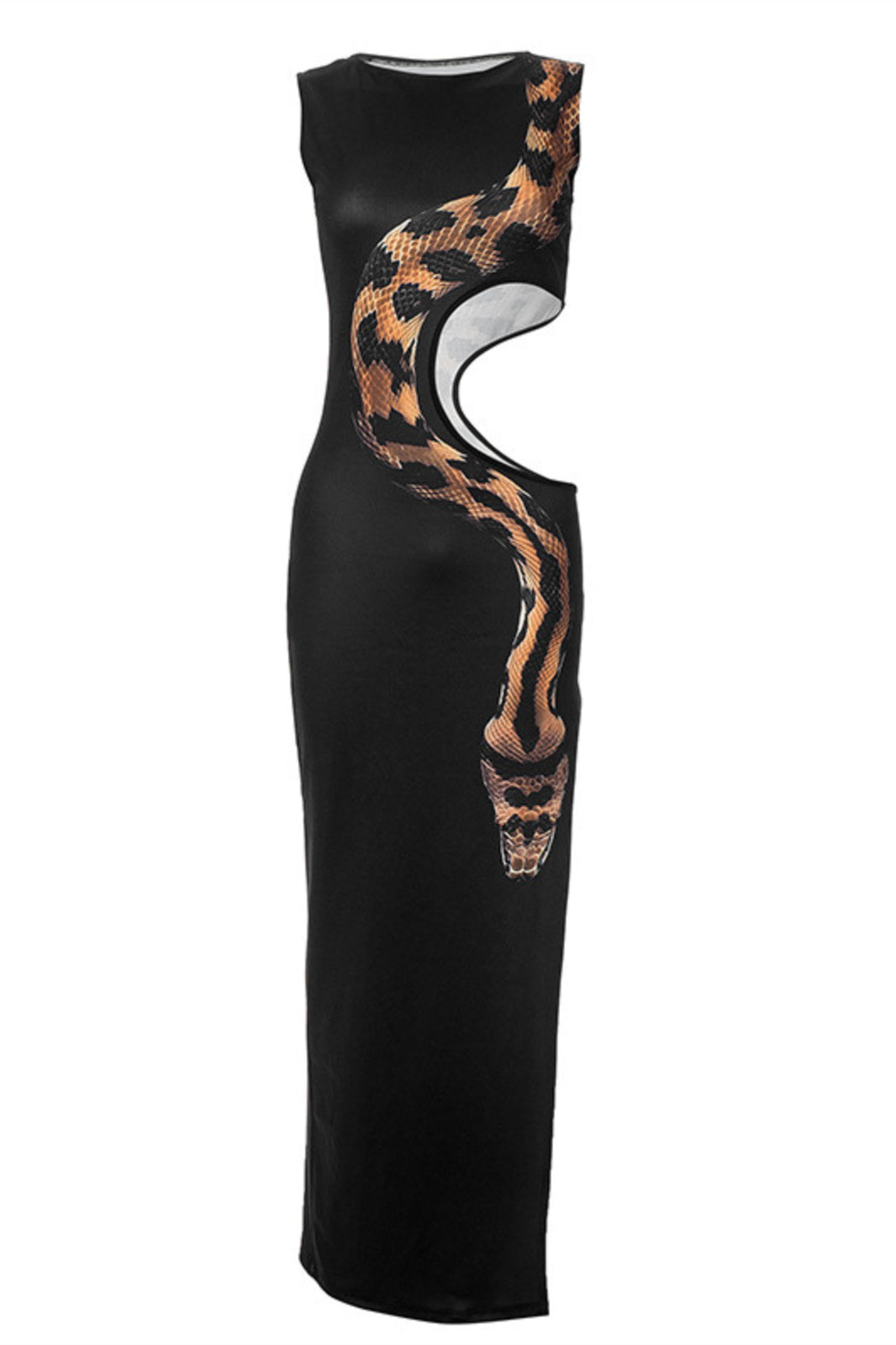 Vestido largo con aberturas y estampado de serpiente Yetta 