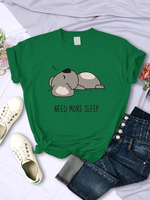 Camiseta de mujer con dibujos animados de oso para dormir, tops de calle, moda hip hop, ropa informal, personalidad, manga corta para mujer