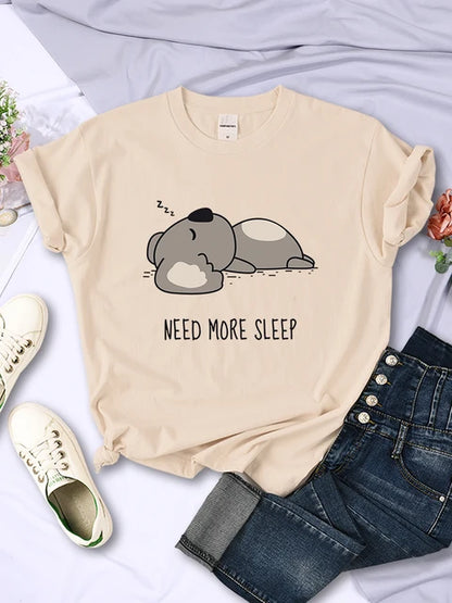 Camiseta de mujer con dibujos animados de oso para dormir, tops de calle, moda hip hop, ropa informal, personalidad, manga corta para mujer