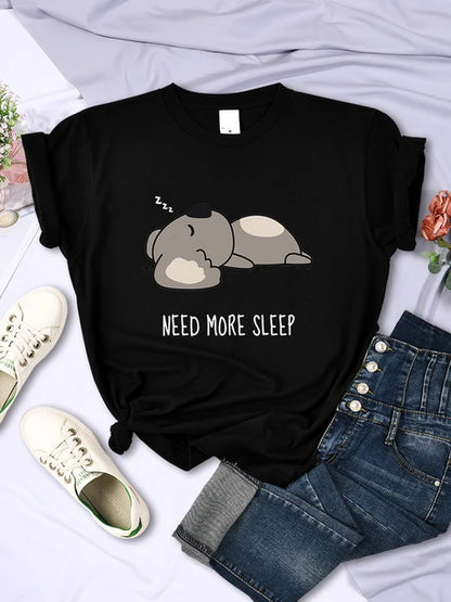 Camiseta de mujer con dibujos animados de oso para dormir, tops de calle, moda hip hop, ropa informal, personalidad, manga corta para mujer