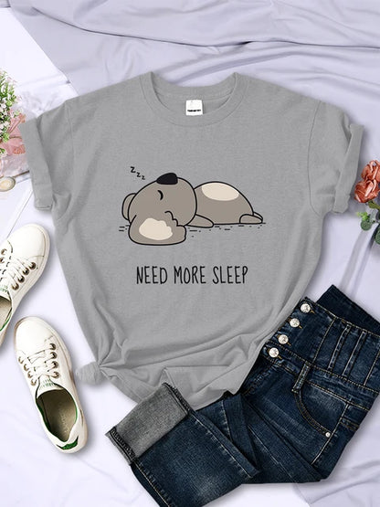 Camiseta de mujer con dibujos animados de oso para dormir, tops de calle, moda hip hop, ropa informal, personalidad, manga corta para mujer