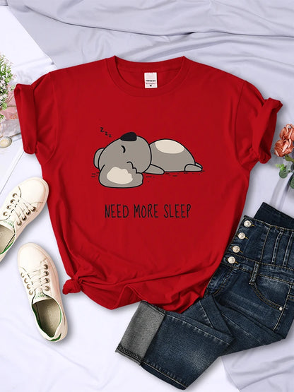 Camiseta de mujer con dibujos animados de oso para dormir, tops de calle, moda hip hop, ropa informal, personalidad, manga corta para mujer