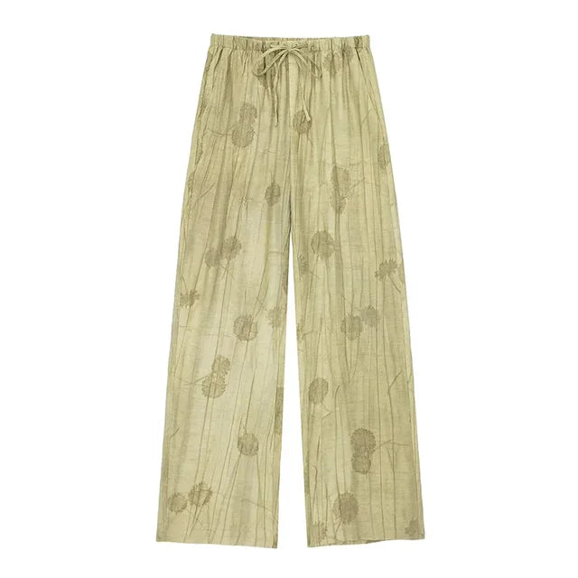 Conjunto de pantalones largos de lino con estampado tie-dye para mujer, camisas de media manga con solapa y botonadura sencilla, pantalón de pierna ancha con cordón ajustable, 2 piezas