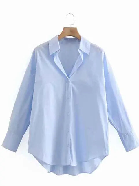 Blusa de popelina de color caramelo para mujer, blusa elegante de manga larga con botonadura sencilla para oficina