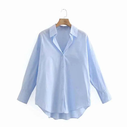 Blusa de popelina de color caramelo para mujer, blusa elegante de manga larga con botonadura sencilla para oficina