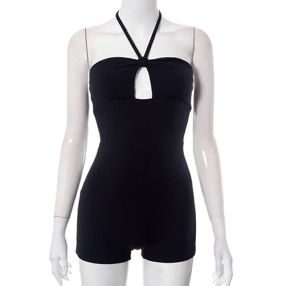 Vestido corto sexy de verano con escote halter, sin mangas y aberturas para mujer