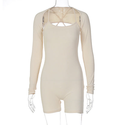 Mono ajustado con cuello en U y chal para mujer, ropa de otoño