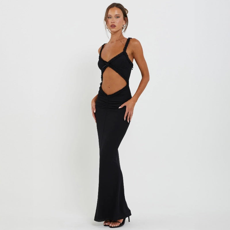 Mono de verano con tirantes y orejas de madera, sin cuello, sexy, ajustado, para mujer
