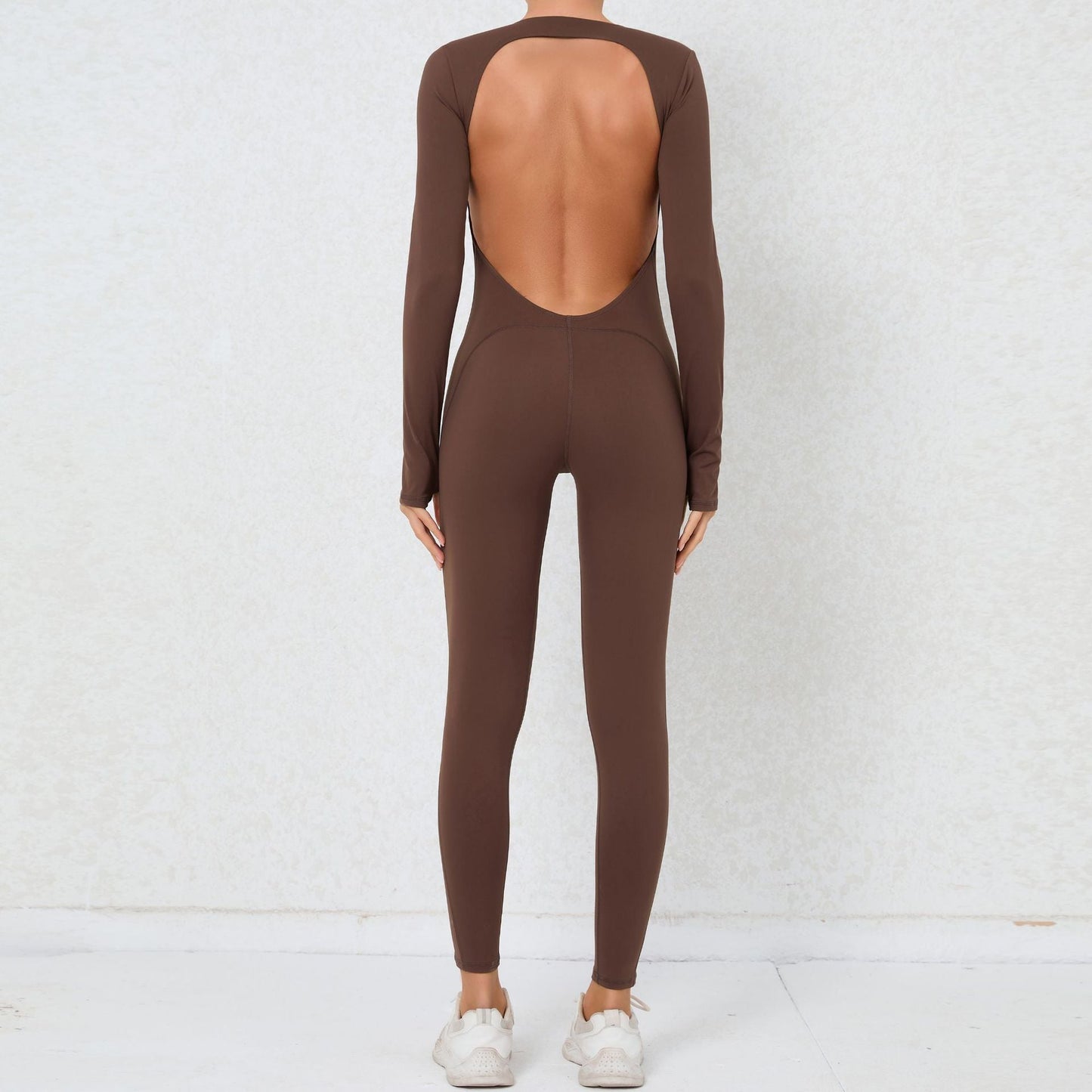Mono de yoga de manga larga con espalda descubierta y tacto nude, sexy, de alta resistencia, para fitness, deportivo, de una pieza.