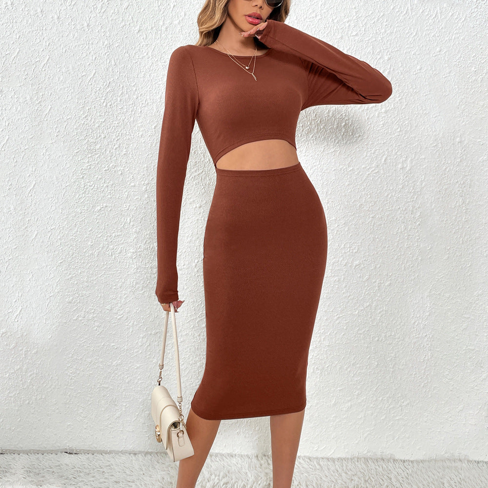 Vestido tubo fino con aberturas en la cintura y diseño sexy de punto