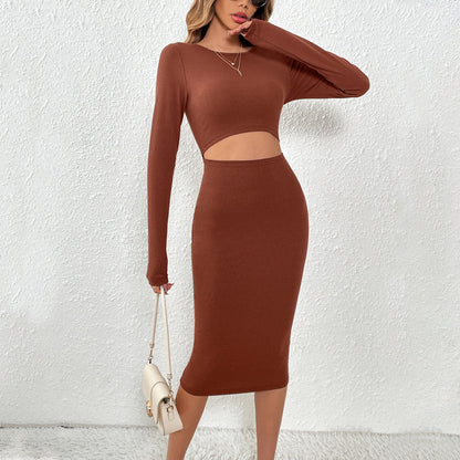 Vestido tubo fino con aberturas en la cintura y diseño sexy de punto