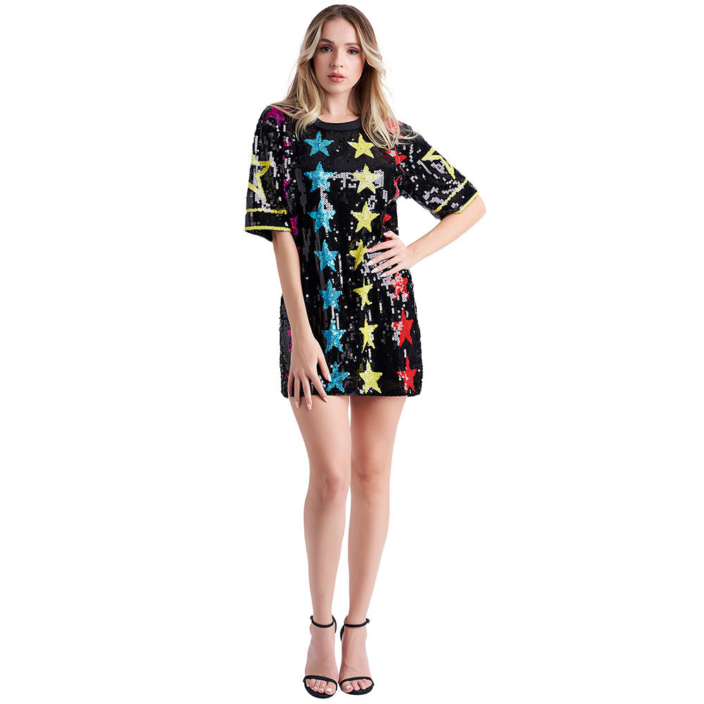 Camiseta holgada con lentejuelas para baile, espectáculos, discoteca, hip hop, animadoras