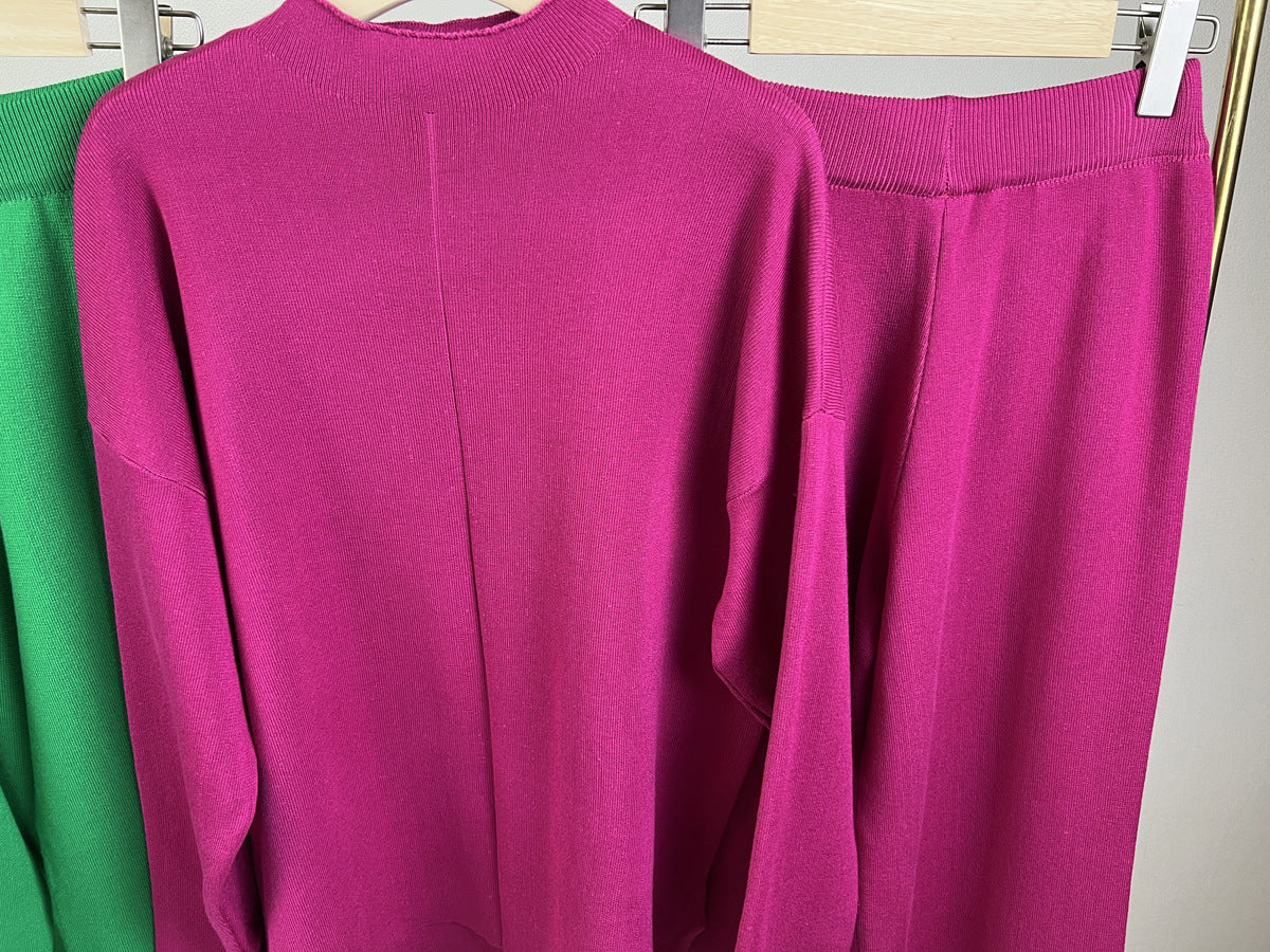 Conjuntos de suéter de manga larga populares de otoño e invierno, pantalones de punto de dos piezas, ropa para mujer