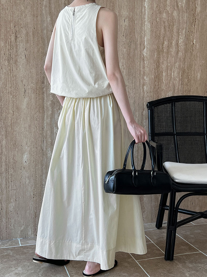 Conjunto de dos piezas de falda y top con chaleco y falda tipo paraguas, traje coreano de verano