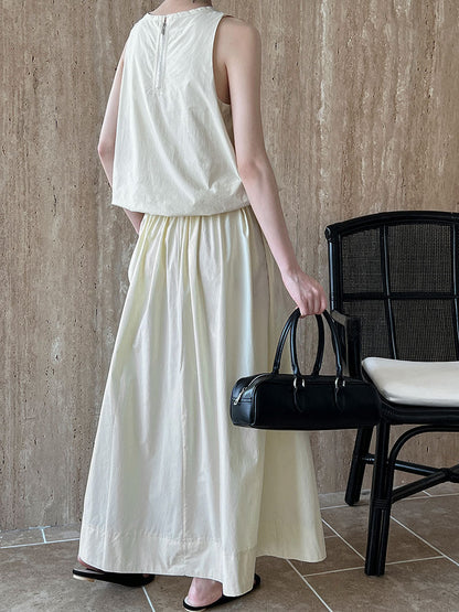 Conjunto de dos piezas de falda y top con chaleco y falda tipo paraguas, traje coreano de verano