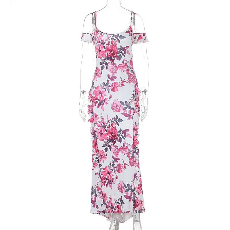 Vestido de verano sexy ajustado con estampado informal y tirantes para mujer