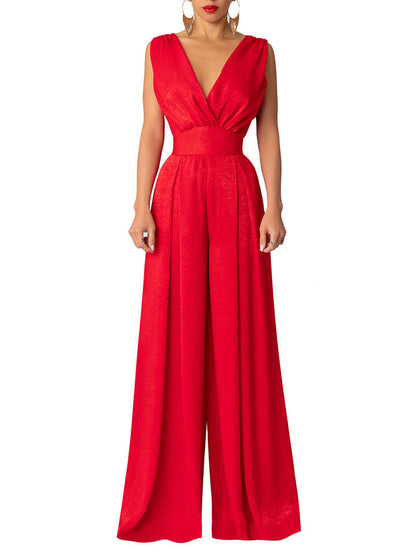 Mono elegante de verano para mujer, ajustado, de cintura alta y color liso
